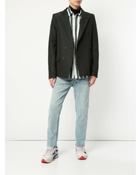 Мужской черный двубортный пиджак от Strateas Carlucci