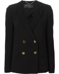 Женский черный двубортный пиджак от Salvatore Ferragamo