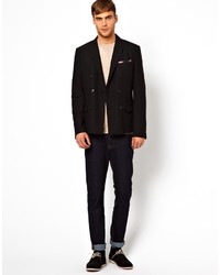 Мужской черный двубортный пиджак от Selected
