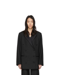 Женский черный двубортный пиджак от Totême
