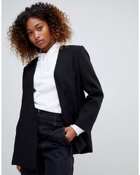 Женский черный двубортный пиджак от Weekday