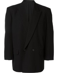 Мужской черный двубортный пиджак