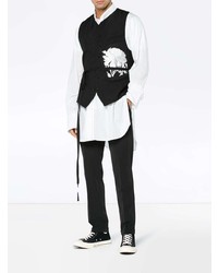 Черный жилет с цветочным принтом от Ann Demeulemeester