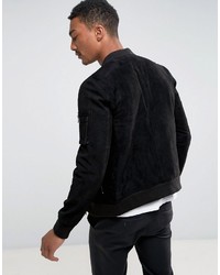 Мужской черный замшевый бомбер от Selected