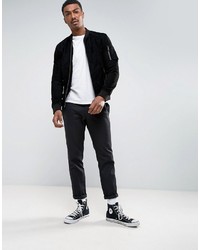 Мужской черный замшевый бомбер от Selected