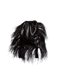 Черный замшевый клатч с украшением от ATTICO