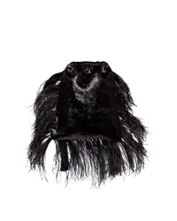 Черный замшевый клатч с украшением от ATTICO