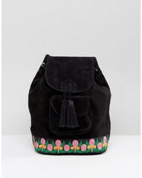 Женский черный замшевый рюкзак с вышивкой от Park Lane