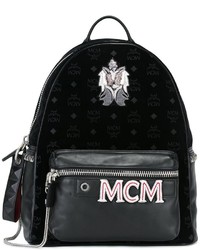 Женский черный замшевый рюкзак с принтом от MCM