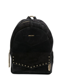 Женский черный замшевый рюкзак с украшением от Jimmy Choo