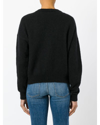 Женский черный кардиган с вышивкой от Saint Laurent