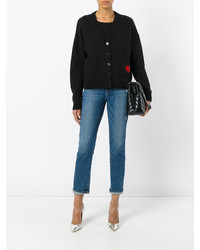 Женский черный кардиган с вышивкой от Saint Laurent