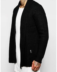 Мужской черный кардиган с отложным воротником от Religion