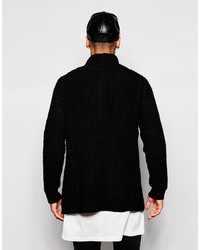 Мужской черный кардиган с отложным воротником от Religion