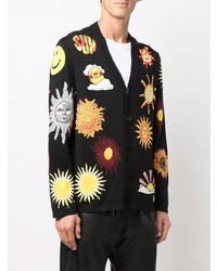 Мужской черный кардиган с принтом от Moschino