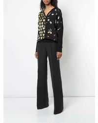 Женский черный кардиган с цветочным принтом от Derek Lam