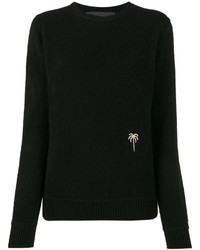 Женский черный кашемировый свитер с вышивкой от The Elder Statesman