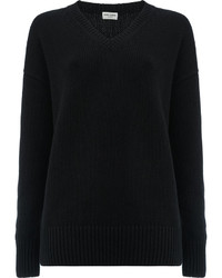 Женский черный кашемировый свитер с украшением от Saint Laurent