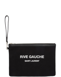 Черный клатч из плотной ткани с принтом от Saint Laurent