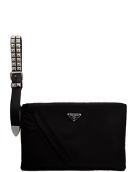 Черный клатч из плотной ткани от Prada