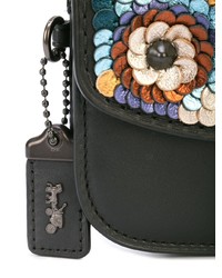 Черный клатч с пайетками с украшением от Coach