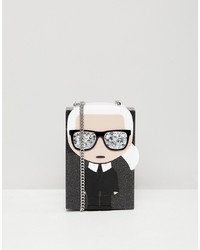 Черный клатч с принтом от Karl Lagerfeld
