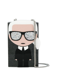 Черный клатч с принтом от Karl Lagerfeld