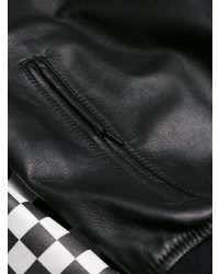 Женский черный кожаный бомбер с принтом от Versace Jeans