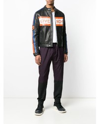 Мужской черный кожаный бомбер с принтом от Givenchy