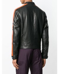 Мужской черный кожаный бомбер с принтом от Givenchy