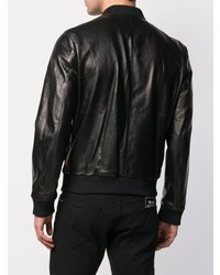 Мужской черный кожаный бомбер с принтом от DSQUARED2