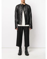 Мужской черный кожаный бомбер от Rick Owens