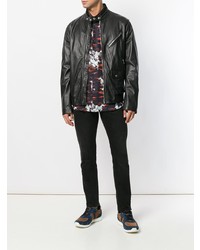 Мужской черный кожаный бомбер от Moschino