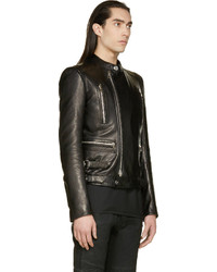 Мужской черный кожаный бомбер от Balmain