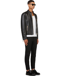 Мужской черный кожаный бомбер от Versace