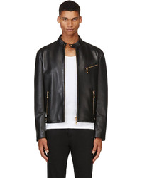 Мужской черный кожаный бомбер от Versace