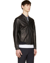 Мужской черный кожаный бомбер от Kenzo