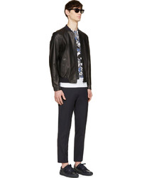 Мужской черный кожаный бомбер от Kenzo