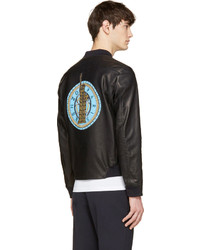 Мужской черный кожаный бомбер от Kenzo