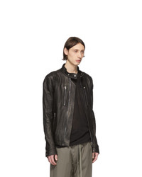 Мужской черный кожаный бомбер от Rick Owens