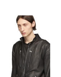 Мужской черный кожаный бомбер от Rick Owens