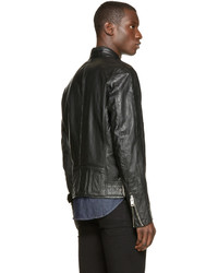 Мужской черный кожаный бомбер от Diesel