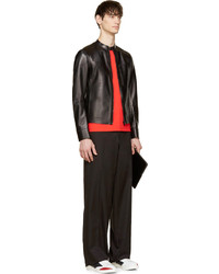 Мужской черный кожаный бомбер от Alexander McQueen