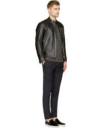Мужской черный кожаный бомбер от Maison Margiela