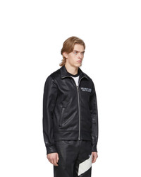 Мужской черный кожаный бомбер от Helmut Lang