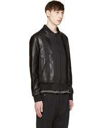 Мужской черный кожаный бомбер от Giuliano Fujiwara