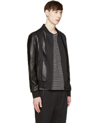 Мужской черный кожаный бомбер от Giuliano Fujiwara