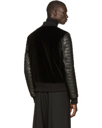 Мужской черный кожаный бомбер от Balmain