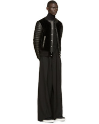 Мужской черный кожаный бомбер от Balmain