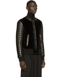 Мужской черный кожаный бомбер от Balmain